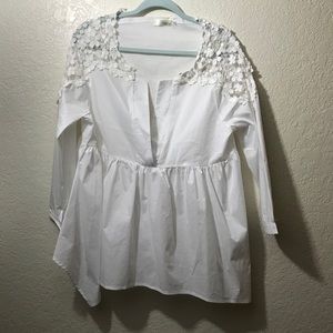 Lacework Splicing Blouse SZ XXL